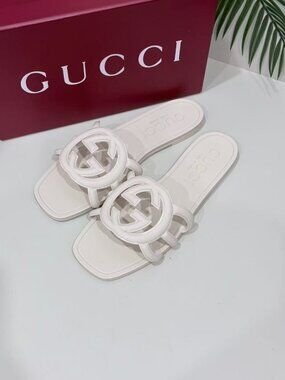 Gucci Interlocking GG Logo Flat Slide Sandals